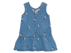 Lys blå denim kjole med lyst kirsebærbroderi fra The New Siblings TNST6242 Light blue denim EMB